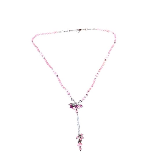 Delicate Ruby, Rose Quartz, and Pink Tourmaline with .925 beads Lariat Necklace - Picture 4 of 8